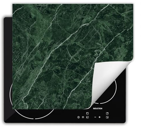 DarHaus Herdabdeckplatte Einteilig Küche Herdabdeckung Ceranfeld Herdabdeckplatten Anti Rutsch Matte Aufrollbar 60x52 cm, grün - Marmor