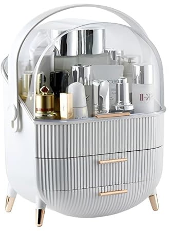 Make Up Organizer mit Tragegriff Schubladen und Deckel Tragbare Schmuck Waschtisch Display Multifunktion Kosmetik Beauty Aufbewahrung Box für Schminktisch Pinsel Skincare Haar-Accessoire Arbeitsplatte