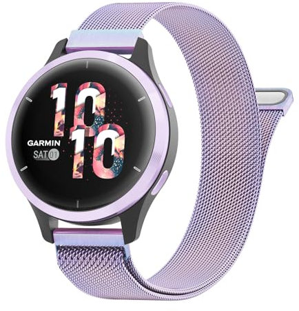 Oumida Bracelet pour Fossil Femme Gen 6/Fossil Femme Gen 5E, 18mm bracelet acier inoxydable pour Vivoactive 4S/Venu 2S/Venu 3S/Vivomove 3S, Arc-en-ciel