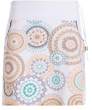 Vishes kurzer Damen-Rock mit Mandalas in weiß I Größe S (36) I Handgefertigt aus 100% Baumwolle I Rock mit Taschen I Ideal für warme & kalte Monate I Nachhaltige Alternative Bekleidung