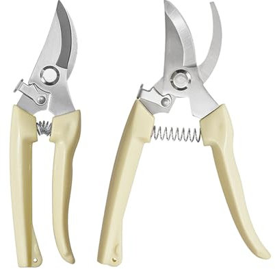 Garden Secateurs Pruning Shears Heavy Duty Carbon Steel Bypass Scissors for Plants Flower Hedge Branch 2PCS