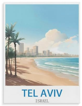 DIY 5D Diamant Malerei Kit,Tel Aviv Israel,Malen nach Zahlen Erwachsene Kristall Diamond Painting Kunst(50x50cm)