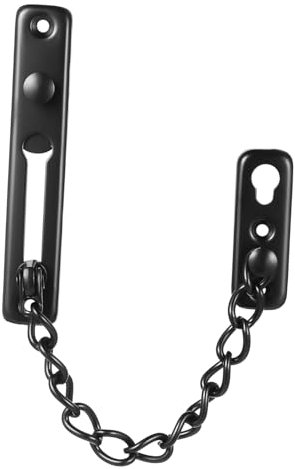 Uonlytech Door Chains Door Security Chain Black 304 Stainless Steel Fashionable Look Easy to Install Screws