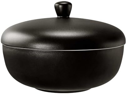 Seltmann Weiden Liberty Velvet Black Schüssel mit Deckel, 28 cm, Große Servierschale mit mattem Finish, Spülmaschinen- und Mikrowellenfest, Porzellan, Schwarz
