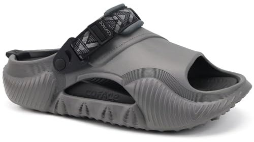 COFACE Mens Sandals with Arch Support Orthopedic Slides for Men Orthotic Clogs 2025 Recovery Sandal Man Plantar Fasciitis Summer Casual GreyBlack Size 10