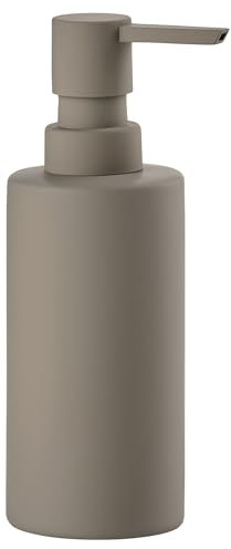 Zone Denmark Solo Seifenspender, Flüssigseifenspender, Badaccessoires, Porzellan mit Soft Touch-Beschichtung, 6x15,5 cm, 0,3 Liter, Taupe
