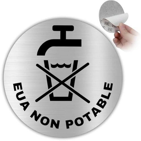 LEIASA | Selbstklebendes Schild für Trinkwasser – Durchmesser Ø 100 mm – Dicke 0,8 mm – Aluminium – Schild für Trinkwasser – für nicht Trinkwasser – Schild für nicht Trinkwasser