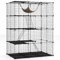 COSTWAY Gabbia per Gatti a 4 Piani in Metallo e PP, Torre per Animali con Amaca Comoda, Scale, Porte e Finestra, Recinto in Filo Metallico per Furetti, Conigli e Cani (109,5 x 74,5 x 143 cm)