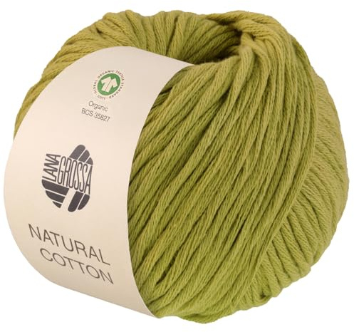 LANA GROSSA Natural Cotton Gots | Bio-Baumwollgarn in Millefili- Zwirnung | Handstrickgarn aus 100% Baumwolle (Bio) | 50g Wolle zum Stricken & Häkeln | 80m Garn FB-4