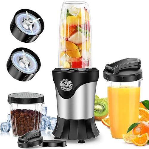 Smoothie Blender, 800W Personal Blender for Shakes and Smoothies, Portable Juices Blenders for Kitchen, Single Serve Personal Mixer with 2 * 27 oz & 1 * 10 oz Cups for Juices, Nutritious Recipe