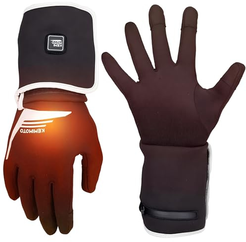 KEMIMOTO Beheizbare Handschuhe Herren Damen, 3 Heizstufen Dünne Thermohandschuhe Innenhandschuhe für 0°C~5°C, Warm Elektrische Handschuhe für Fahrrad Motorrad Skifahren Winter Handwärmer Handwärmer