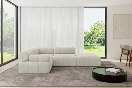 ALTDECOR Modulares Sofa Ecksofa in L-Form Corner modular Sofa Eckcouch Couch Wohnlandschaft Cauchsofa Polstersofa Felto-L1-285x190x70 cm Hellgrau