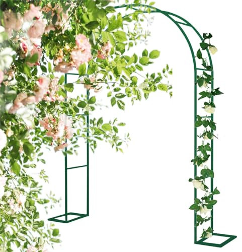Generico Arco da Giardino in Metallo 220/230 cm, Traliccio zincato antiruggine per Piante rampicanti, Supporto per Rose rampicanti, Decorazione per Matrimoni all'aperto, pergolato Verde per Feste in