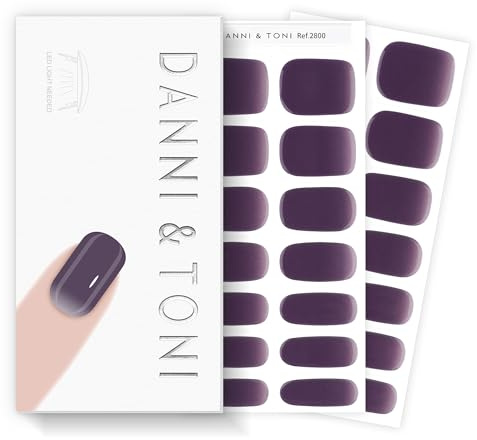 DANNI & TONI Halb ausgehärtete Gel Nagelfolien (Mist Mauve) Rauchiges Violett Ombré-Design uv Gel Nagelfolie Nagelsticker Nageldesign Selbstklebend Wraps 28 Aufkleber