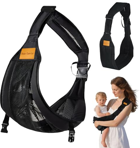 YYTECH Babytragetuc Kleinkind Trage Für Säuglinge Babytrage Tragbar Babytrage Seitlich Verstellbare Schulter Baby Tragegurt Babys von 3 bis 36 Monaten, Kleinkinder bis 20kg (Schwarz)