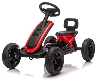 NINODOVAE Kinder Go-Kart, Pedal Go-Kart mit verstellbarem Sit, aufblasbare Eva-Reifen, für Kinder ab 2 Jahren, rot
