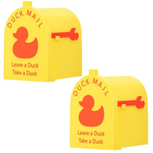 2Pcs Magnetic Cruising Duck Mailbox with Movable Flag, Plastic Mini Duck Mailbox Cruise Ship Door Decor for Fridge Door Locker Decor