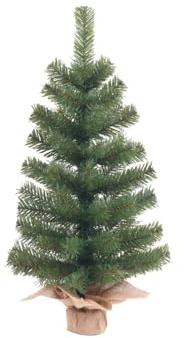 DAYRON - Mini Árbol de Navidad Artificial Verde de 60 cm con 60 Ramas Frondosas y Base de Yute Natural, Ideal para Mesas y Espacios Pequeños