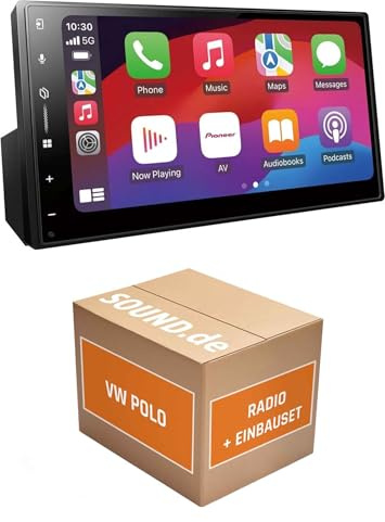 Autoradio Einbaupaket für Pioneer SPH-DA77DAB kompatibel mit VW Polo 6R Lenkradfernbedienung | Carplay Android Auto