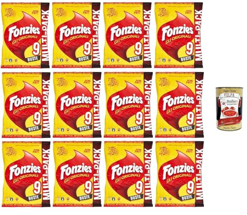 Italian Gourmet Mais-Snack mit Käsegeschmack Vorteilspack 12x 211g, knusprige Ofen-Snacks, nicht frittiert, ideal für Party, Familie, Filmabend & Sharing + Italian Gourmet polpa 400g
