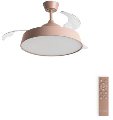 CREATE / WIND CLEAR CONTOUR/Ventilador de techo con luz lino moca con mando / 40W, Temporizador, Ø 107 cm, aspas retráctiles, 3 temperaturas de luz, función verano-invierno