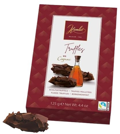 Truffes au Chocolat Belge au Cognac Hamlet, Boîte 125 g, Truffes Fines au Cacao et Cognac, Cadeau Élégant et Raffiné
