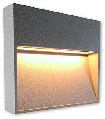 LICHT DISCOUNT 2W LED Treppenbeleuchtung Stufenbeleuchtung Silber 230V | Treppenlicht Treppenleuchte 4188 square warmweiß | Treppenspots für Innen- & Außenbereich | Wandlampe Wandleuchte