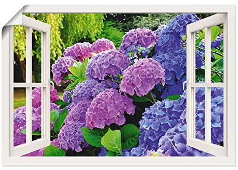 ARTLAND Wanddeko Poster & Kunstdrucke Wandposter 100x70 cm Botanik Blumen Hortensien Garten Blüten Landhaus T5PZ