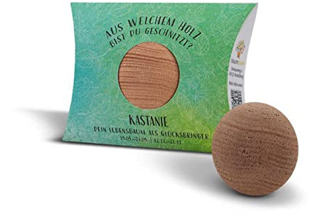 Baumstark B119 Kastanie 45mm Handschmeichler mit Baumhoroskop (15.5. -24.5. und 12.11. -21.11.), Holz, 8 x 11.5 x 2.8 cm