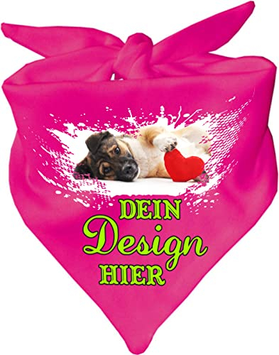 Hunde Dreiecks Halstuch personalisiert mit deinem Wunschmotiv (Fb: pink) (Gr. 1 (55 cm))