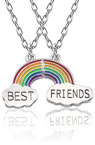 CYWQZZ Best Friends Halskette Regenbogen Freundschaftskette 2 Wolken Spleißen Halskette Damen Modeschmuck Halskette