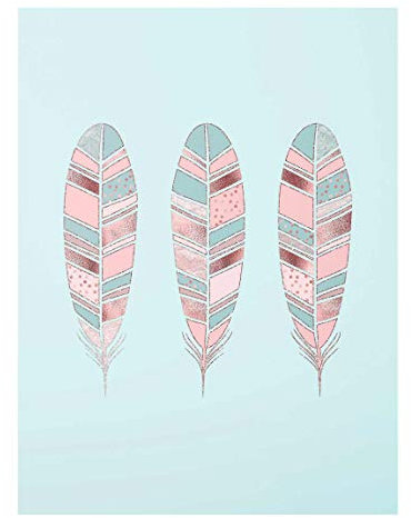 Bilderwelten Glasbild - DREI Federn Kupfergold Punkte 80 x 60cm