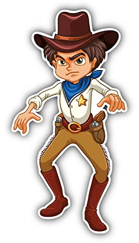 10cm! Klebe-Folie Wetterfest Made-IN-Germany Cowboy Sheriff Cartoon Comic H1336 UV&Waschanlagenfest Auto-Aufkleber Sticker Decal