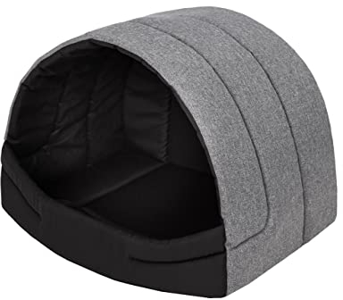 Hundehütte Hundehöhle Hundebett Hundehaus Katzenhöhle Schlafplatz L - 55x43 cm Grau