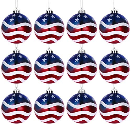 Christbaumkugeln zum Aufhängen, 8,9 cm, 12 Stück, für den Unabhängigkeitstag, Patriotische amerikanische Christbaumkugeln, 4. Juli, Partydekoration, Hochzeitsdekoration, Baumschmuck