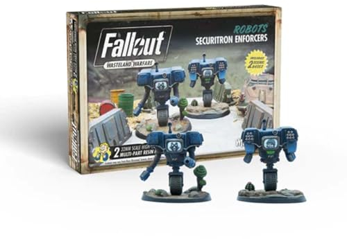 Modiphius Entertainment | Fallout Wasteland Warfare | Robots: Securitron Enforcers | Miniatures | Unpainted