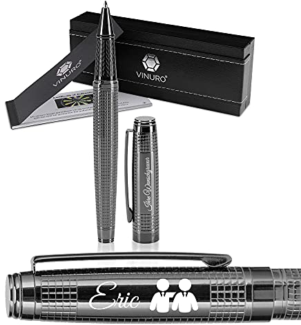 VINURO® Centauri mit Gravur I Premium Tintenroller mit Ihrer Wunsch-Gravur I in edlem Etui I personalisiertes Geschenk zu Weihnachten, Geburtstag