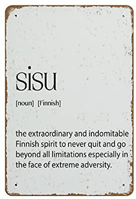 NOMELY Sisu-Schild – Sisu-Definition-Druck – 20,3 x 30,5 cm Blechposter – lustiges Männerhöhlen-Wandkunst, Geschenk