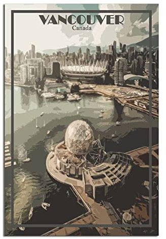 Vancouver Kanada Vintage Reiseposter Stadtbild Dekorative Poster Modern Schlafzimmer Leinwand Kunst Poster Bild Gemälde Poster Wanddeko Kunst Geschenk
