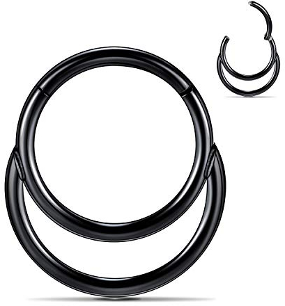 AROWRO 16G Septum Daith Clicker Septum Daith Schmuck Septum Nase Daith Ring Septum Daith Hoop Daith Septum Piercings Septum Daith Piercing Schmuck Edelstahl 8mm Knorpel Daith Helix Ohrringe Schwarz