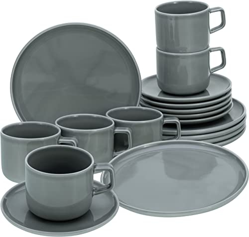 CreaTable, 16734, Serie Chef Collection, 18-teiliges Geschirrset, Kaffeeservice aus Porzellan, spülmaschinen- und mikrowellengeeignet, Made in Europe