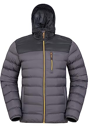 Mountain Warehouse Link Mens Padded Puffer Jacket | Lightweight & Water Resistant Hooded Coat, Tested to -30C, Microfibre Insulated to keep Warm & Comfy, For Winter, Walking