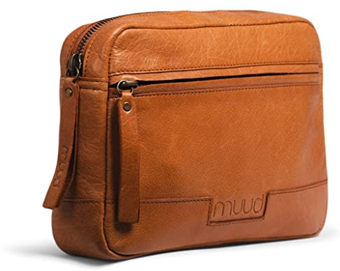 muud Sandnes handgefertigte Ledertasche/Kleine Projekttasche für Häkelzubehör Whisky