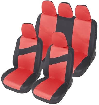 Auto Accessori Lupex - Copri sedili Auto Universali LS08 | Colore Rosso | Set Anteriori e Posteriori | Poliestere | No Suv