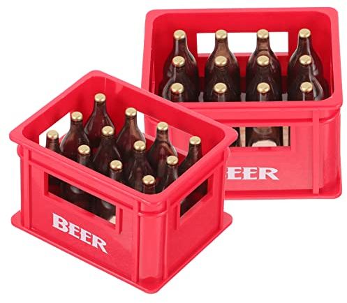 Alipis 2 Sätze Puppenhaus Spielzeug Mini-biergetränke Miniatur-biermodelle Küchenspielzeug Zum Spielen Weinkorb Aus Kunststoff Mini-flaschenmodelle Trinkflasche Plastik Aufbewahrungskiste