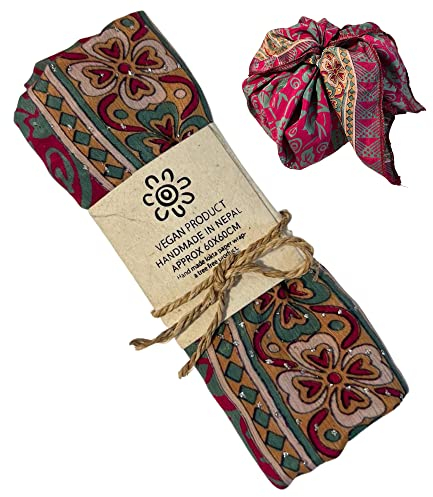 Sari Geschenkpapier aus Stoff | 60 cm x 60 cm | Geschenkverpackung | umweltfreundliche Geschenkpapier | recycelte Geschenkpapier | Furoshiki | Furoshiki Verpackungsstoff | Sari Geschenkpapier