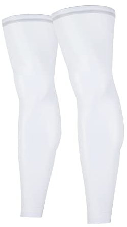 QUINTRA Full Length Compression Leg Cuffs Leg Cuffs Sports Cycling Leg Sleeves for Men Women Running Basketball Undershirt Bicycle Men, Wh1, L