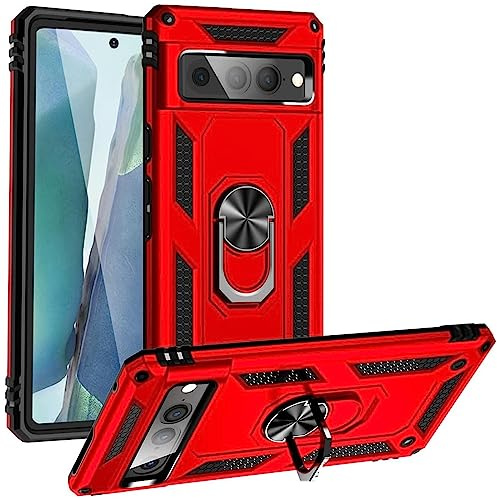 CoolGadget Outdoor Handyhülle für Google Pixel 7 Pro Stoßfest mit Ring Rot | Panzerhülle im Defender Design, Ringhalter mit Standfunktion, rutschfest, robuster Rundumschutz
