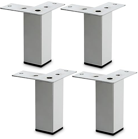 Mavö 4 Stück Tischbeine Möbelfüße Möbelbeine 10cm eckig Sofabeine Schrankbeine Schrankfüße TOKA (100mm, Chrom)