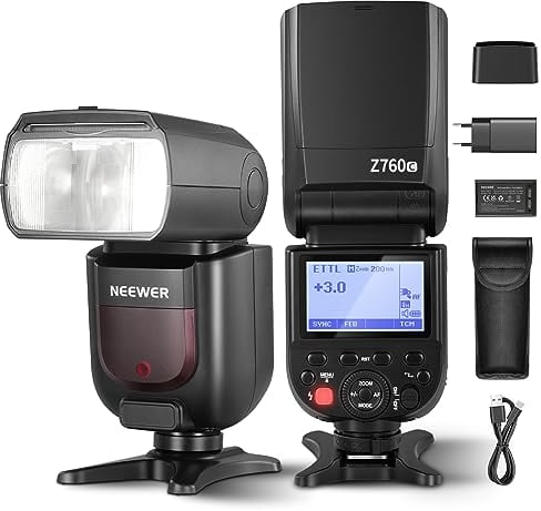 NEEWER Z760-C TTL Blitzgeräte Kompatibel mit Canon, Blitzlicht 76Ws GN60 2,4G 1/8000s HSS, TCM Konvertierung, Flash 7,4V/2600mAh Lithium, 480 Kamera Blitz voller Leistung, schneller Recycle in 1,5s